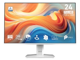 MSI PRO MP243W E14 IPS, 144Hz, Gaming, 1ms, FHD, HDMI, DP, Tilt, Frameless, VESA, White